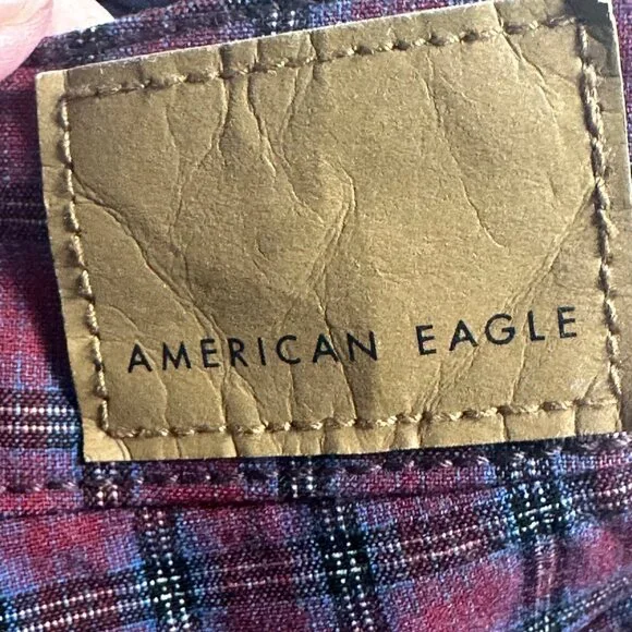 American Eagle Outfitters Hi-Rise Mini Skirt Plaid Maroon Black SZ 00 Preppy - Picture 8 of 11